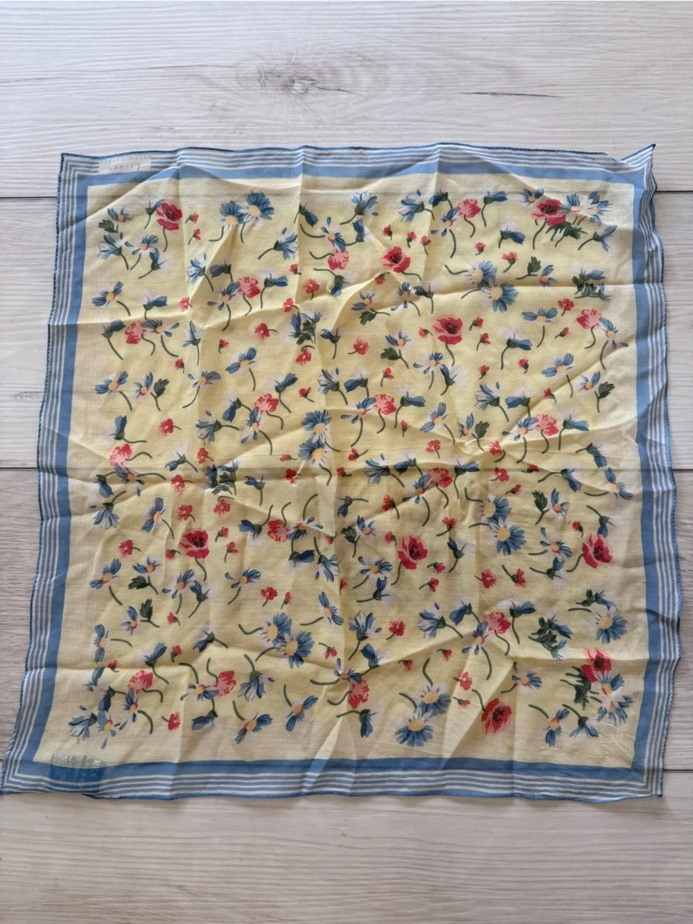 Ralph Lauren Yellow Floral Throw with Blue Border